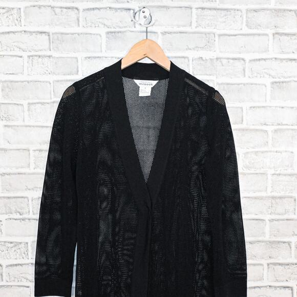 Exclusively MISOOK Women's Black Mesh Long Cardigan Jacket top Size Small - Picture 10 of 10